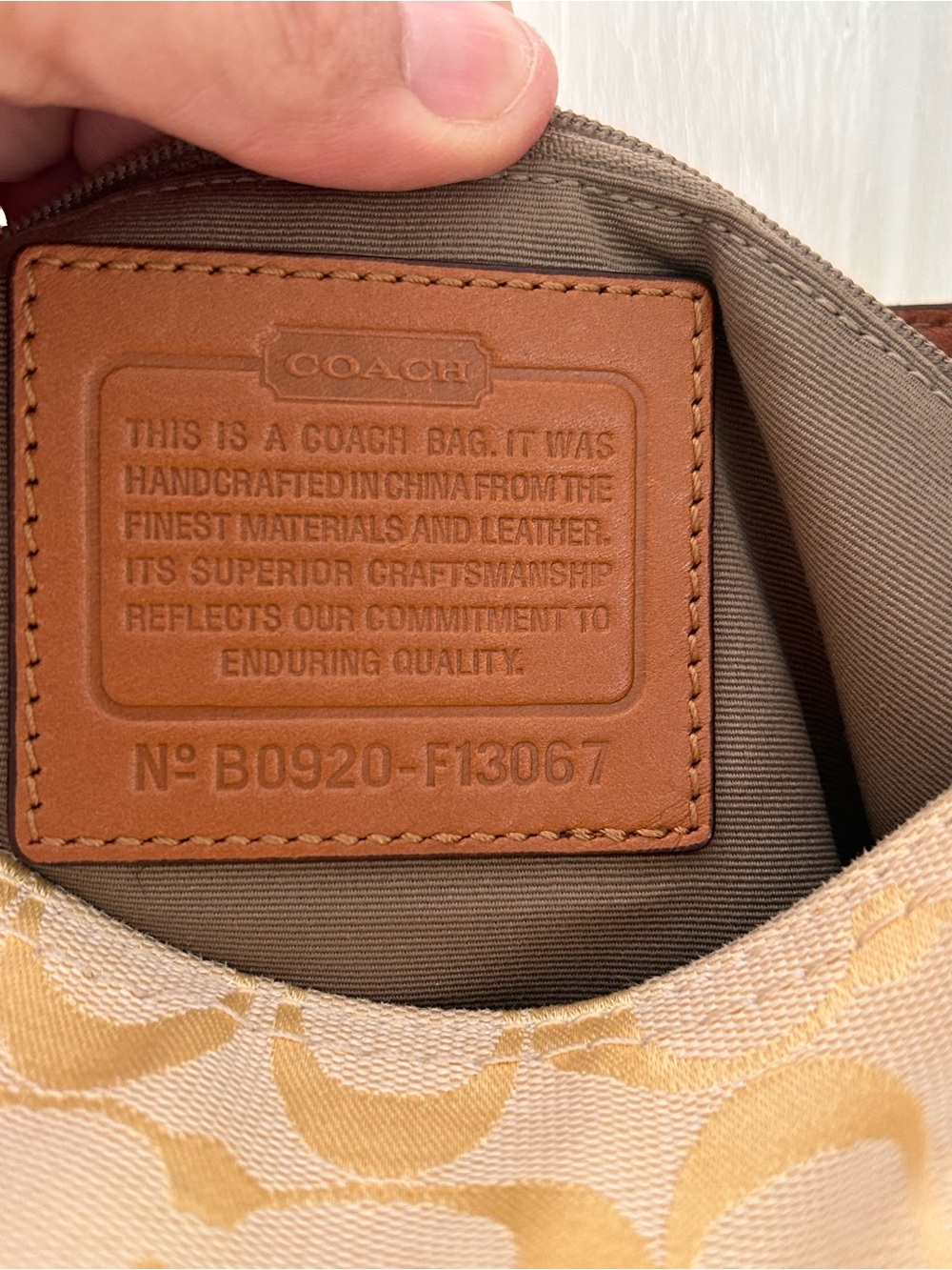 Coach Yellow Jacquard Shoulder Bag with Tan Leather Trim & wallet - Picture 9 of 14